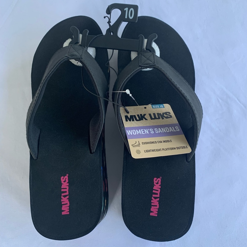 Muk Luks Printed Flip Flop Wedge size 10 - Picture 4 of 9